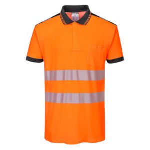Portwest PW3 Hi-Vis Short-Sleeve Polo Shirt T180 Orange