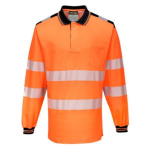 Portwest PW3 Hi-Vis Long-Sleeve Polo Shirt T184 Orange