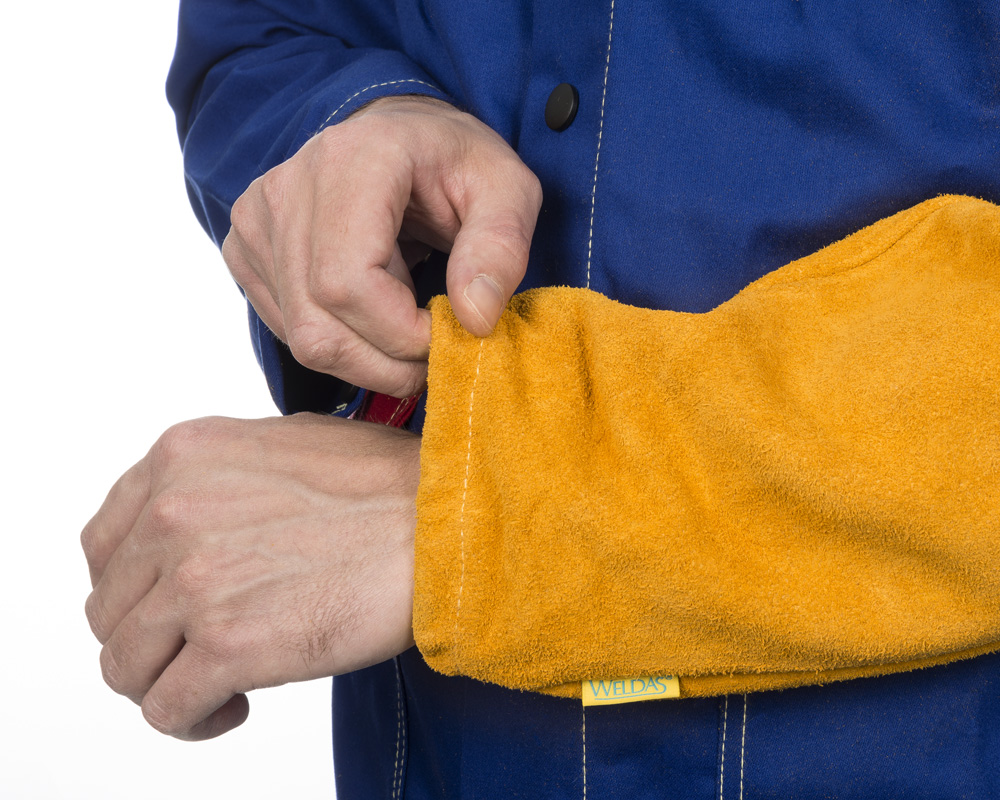 thumbnail image 2 of Weldas® Golden Brown™ Leather Welding Sleeves, Protect The Wrist To Upper Arm, For Medium To Heavy Duty Applications, 44-2321, Golden Brown, Pack Of 1 Pair 2 of 13