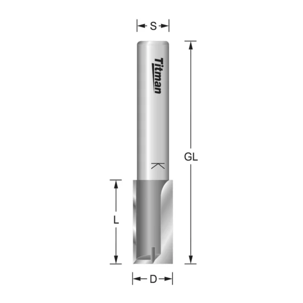 TTM1020D e1689091815276 Titman Straight Fluted Router Cutter - 12mm - Image 3